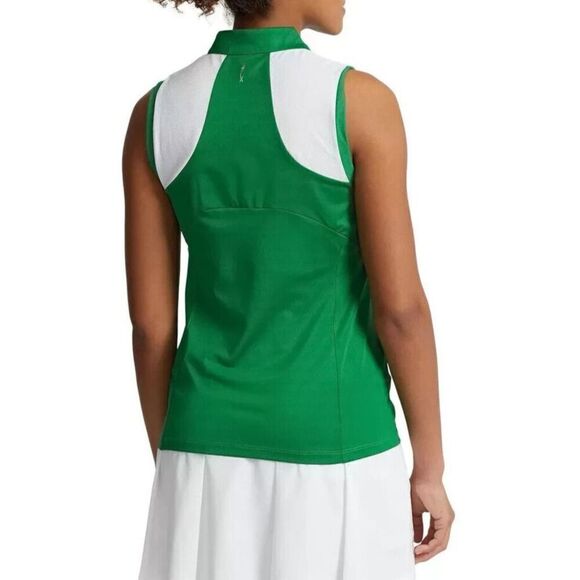 RLX Ralph Lauren Women Sz S Cruise Green Tailored Fit Sleeveless Pique Shirt - Picture 9 of 9
